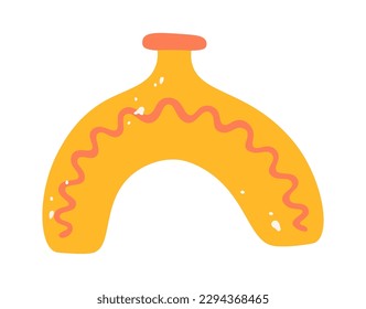 Hand drawn decorative handmade vase with strange shape flat illustration