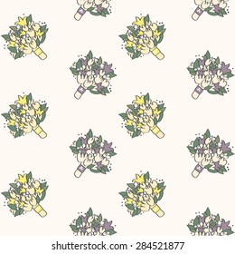 Hand drawn decorative hearts seamless vector pattern 