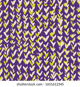 Hand drawn decorative knitting braids texture, Stylized sweater fabric. Simple geometric shapes background made of ticks, checkmarks and wry lines. Chevron herringbone seamless pattern.