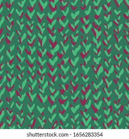 Hand drawn decorative knitting braids texture, Stylized sweater fabric. Simple geometric shapes background made of ticks, checkmarks and wry lines. Chevron herringbone seamless pattern.