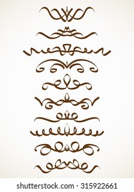 Hand drawn decorative line border set, Calligraphic design element