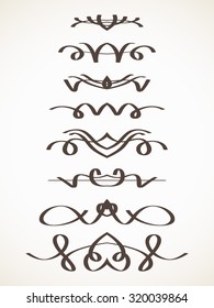 Hand drawn decorative line border set, Calligraphic design element