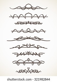 Hand drawn decorative line border set, Calligraphic design element