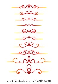 Hand drawn decorative line border set, Calligraphic design element