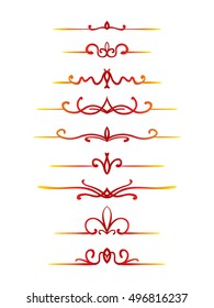 Conjunto de borde de línea decorativa dibujado a mano, elemento de diseño caligráfico