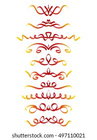 Hand drawn decorative line border set, Calligraphic design element