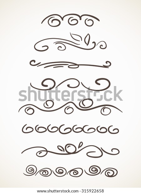 Hand drawn decorative\
line border set