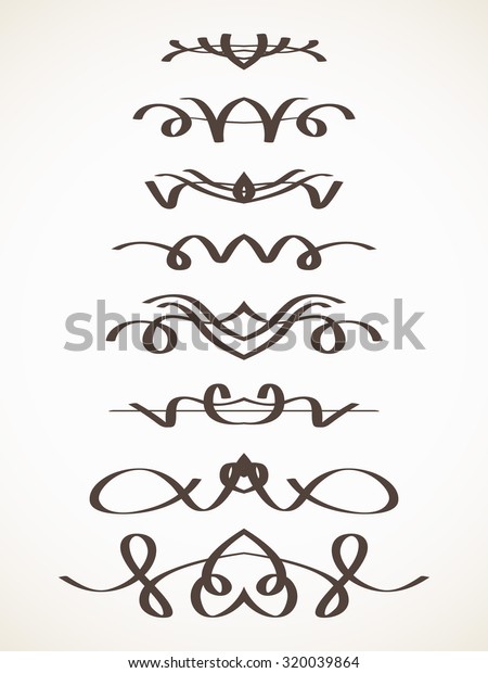 Hand drawn decorative line border set,\
Calligraphic design\
element