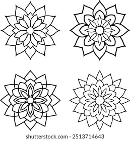 Colección decorativa de mandala dibujada a mano, Vector, ilustración, Arte vectorial, arte de Clip.