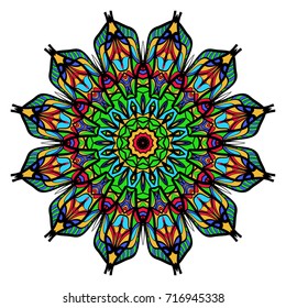 Hand drawn decorative mandala design. Vector round pattern. Coloring element. Design for greeting card, invitation, tattoo.