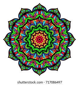 Hand drawn decorative mandala design. Vector round pattern. Coloring element. Design for greeting card, invitation, tattoo.