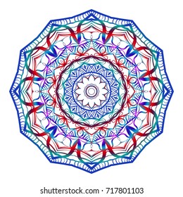Hand drawn decorative mandala design. Vector round pattern. Coloring element. Design for greeting card, invitation, tattoo.