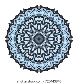 Hand drawn decorative mandala design. Vector round pattern. Design for greeting card, invitation, tattoo. turquoise colors.