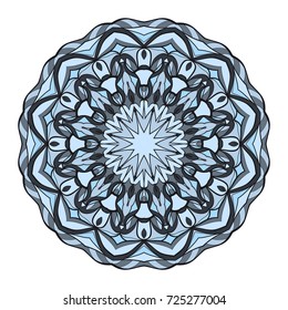 Hand drawn decorative mandala design. Vector round pattern. Design for greeting card, invitation, tattoo. turquoise colors.