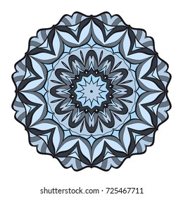 Hand drawn decorative mandala design. Vector round pattern. Design for greeting card, invitation, tattoo. turquoise colors.