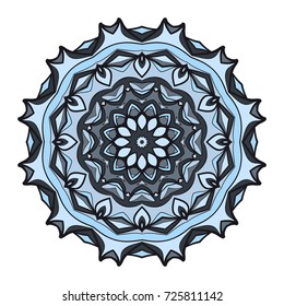 Hand drawn decorative mandala design. Vector round pattern. Design for greeting card, invitation, tattoo. turquoise colors.
