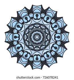 Hand drawn decorative mandala design. Vector round pattern. Design for greeting card, invitation, tattoo. turquoise colors.
