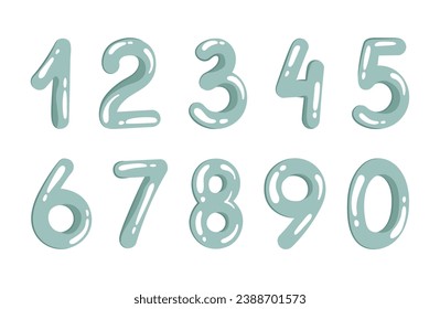 Hand drawn Decorative Numbers Vector set, 3D effect digits