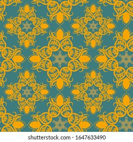 Hand drawn, decorative, paisley style, art deco pattern in gold color,  for wallpaper/ gift wrap/home decor etc.   