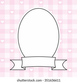 Hand drawn decorative photo vector frame on pink and white plaid background