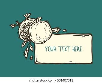 Hand drawn decorative pomegranate frames