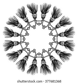 Hand drawn decorative print template in boho chic style. Oriental ornament.