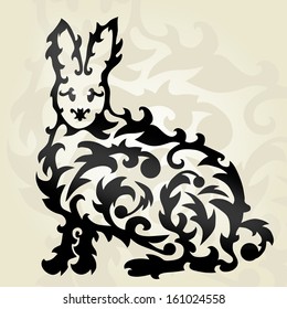 hand drawn decorative rabbit, design element