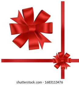 Hand drawn decorative red bow ribbon. Bow page decoration, packaging, invitation elements, Christmas, Valentine, birthday, holiday gift wrapping elements