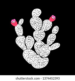 Hand drawn decorative seamless pattern with cacti. in Scandinavian style. Trendy tropical design for textile