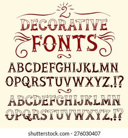 Hand drawn decorative set of two vintage vector ABC letters . Nice fonts for your design.
