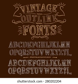 Hand drawn decorative set of two vintage outline ABC letters. Nice fonts for your design.