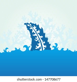 hand drawn decorative shark fin in the water, design element