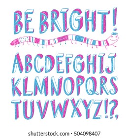 Hand drawn decorative sketchy vector ABC letters.Felt-tip style. Nice childish font for your design.
