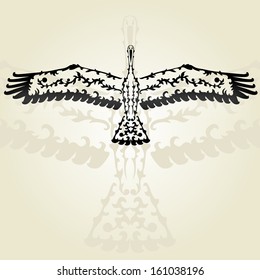 hand drawn decorative stork, design element