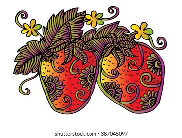 Hand Drawn Decorative Strawberry