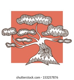 hand drawn decorative tree for your design