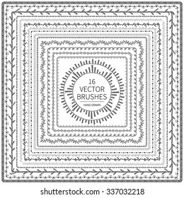 Hand drawn decorative vector brushes . Dividers, borders, ornaments. Ink illustration.