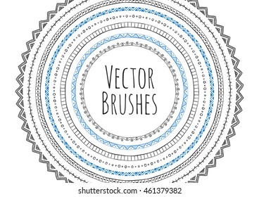 Hand drawn decorative vector brushes. Dividers, borders, ornaments. Ink illustration.