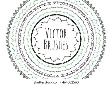 Hand drawn decorative vector brushes. Dividers, borders, ornaments. Ink illustration.