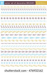 Hand drawn decorative vector brushes. Dividers, borders, ornaments. Vector illustration.
