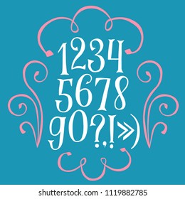 Hand drawn  decorative vector figures. Nice font for your design.