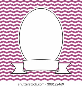 Hand drawn decorative vector photo frame on pastel violet and white zig zag background