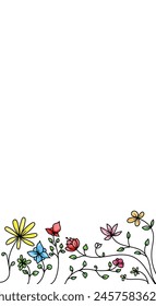 Hand drawn decorative vibrant colorful water color floral and flower background for your smartphone mobile phone lock screen wallpaper isolated in white 