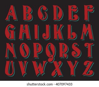 Hand drawn decorative vintage alphabet