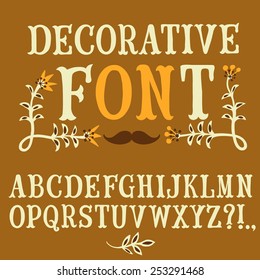 Hand drawn decorative vintage vector ABC letters . Nice font for your design. 