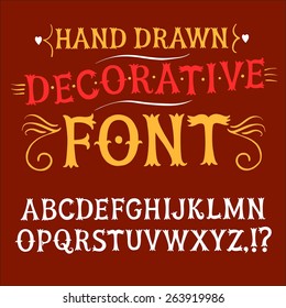Hand drawn  decorative vintage vector ABC letters. Nice font for your design.
