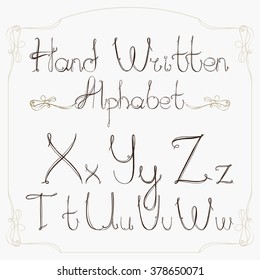 Hand drawn decorative vintage vector ABC letters.Nice alphabet for your design.