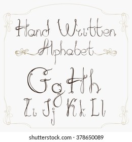 Hand drawn decorative vintage vector ABC letters.Nice alphabet for your design.
