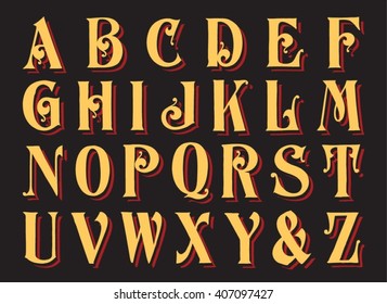 Hand drawn decorative vintage vector  letters 