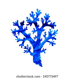 hand drawn decorative watercolor coral, design element